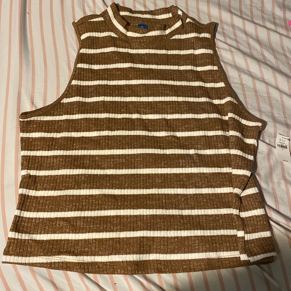 Old navy brown and white striped dressy tank